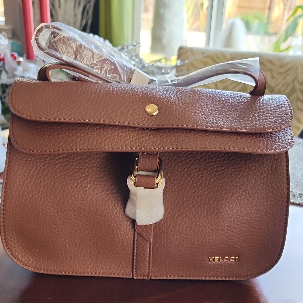 Tan Leather Satchel for Women By VELOCI (NEW)